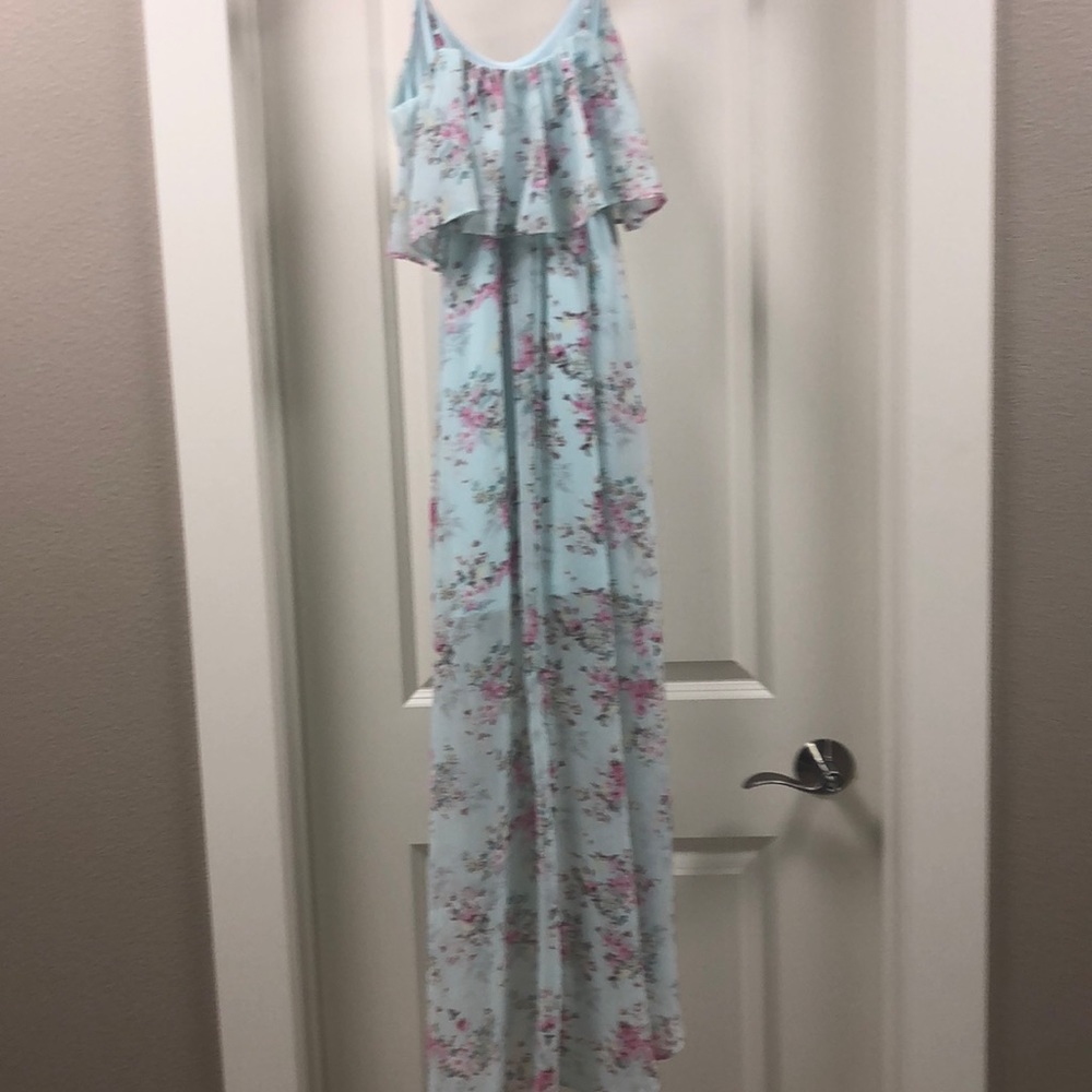 Blue Ruffled High Low Dress - Picture 5 of 6